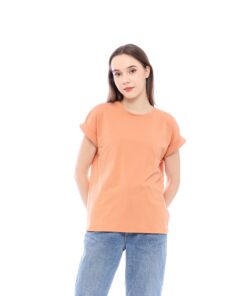 Kaos Wanita SnR Oblong Polos Slim Fit Lengan Pendek Lipat