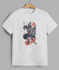 Kaos Samurai Api – T-Shirt Jepang untuk Pria Dewasa dengan Pedang Berapi